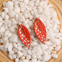 Load image into Gallery viewer, Mini Leather Leaf Earrings, Orange
