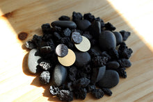 Load image into Gallery viewer, Black and Brass Double Disc Posts