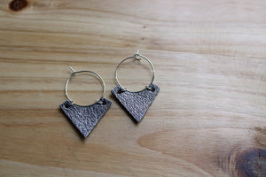 Small Silver Hoop with Pewter Leather Arrowhead