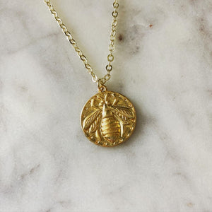 Gold Bee Pendant Necklace