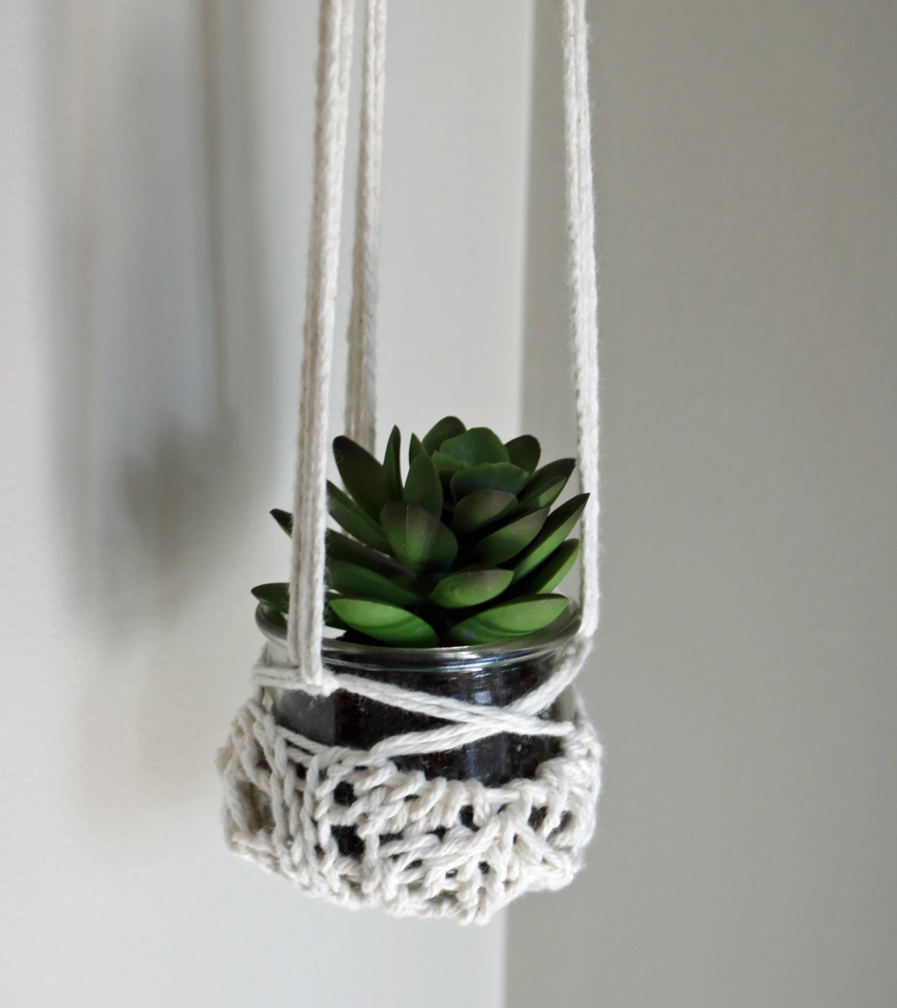 rectangle plant hanger Upcycled Hand Knit Hanging Planter – MollyauContraire