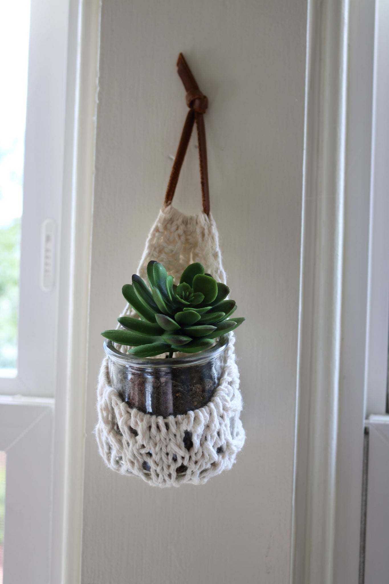 upcycled hanging planter Upcycled Hand Knit Hanging Planter – MollyauContraire