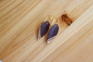 Mini Leather Leaf Earrings, Brown